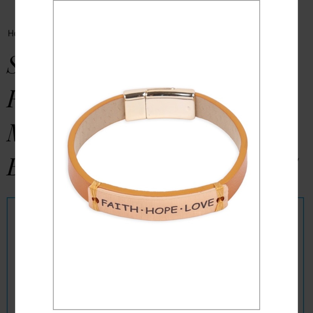 Faith Hope Love Magnetic Lock Bracelet- Brown